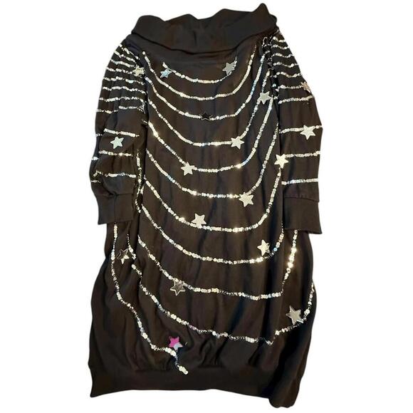 Bonnie Boerer Plus Black Star Sequin Tunic Top Macau 3X - Picture 3 of 6